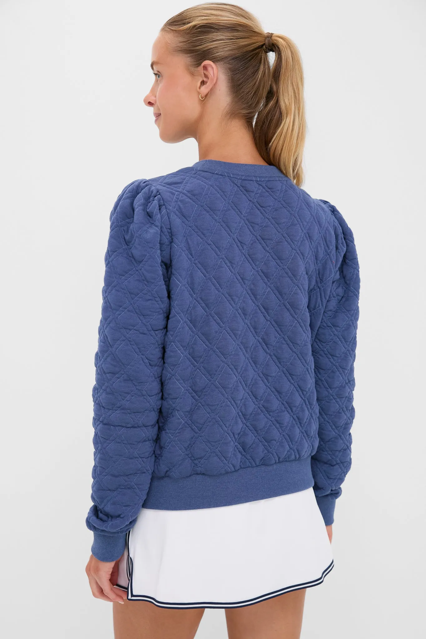 Indigo Puff Sleeve Quilted Stretch Campbell Pullover sold by Tuckernuck product image thumbnail 4