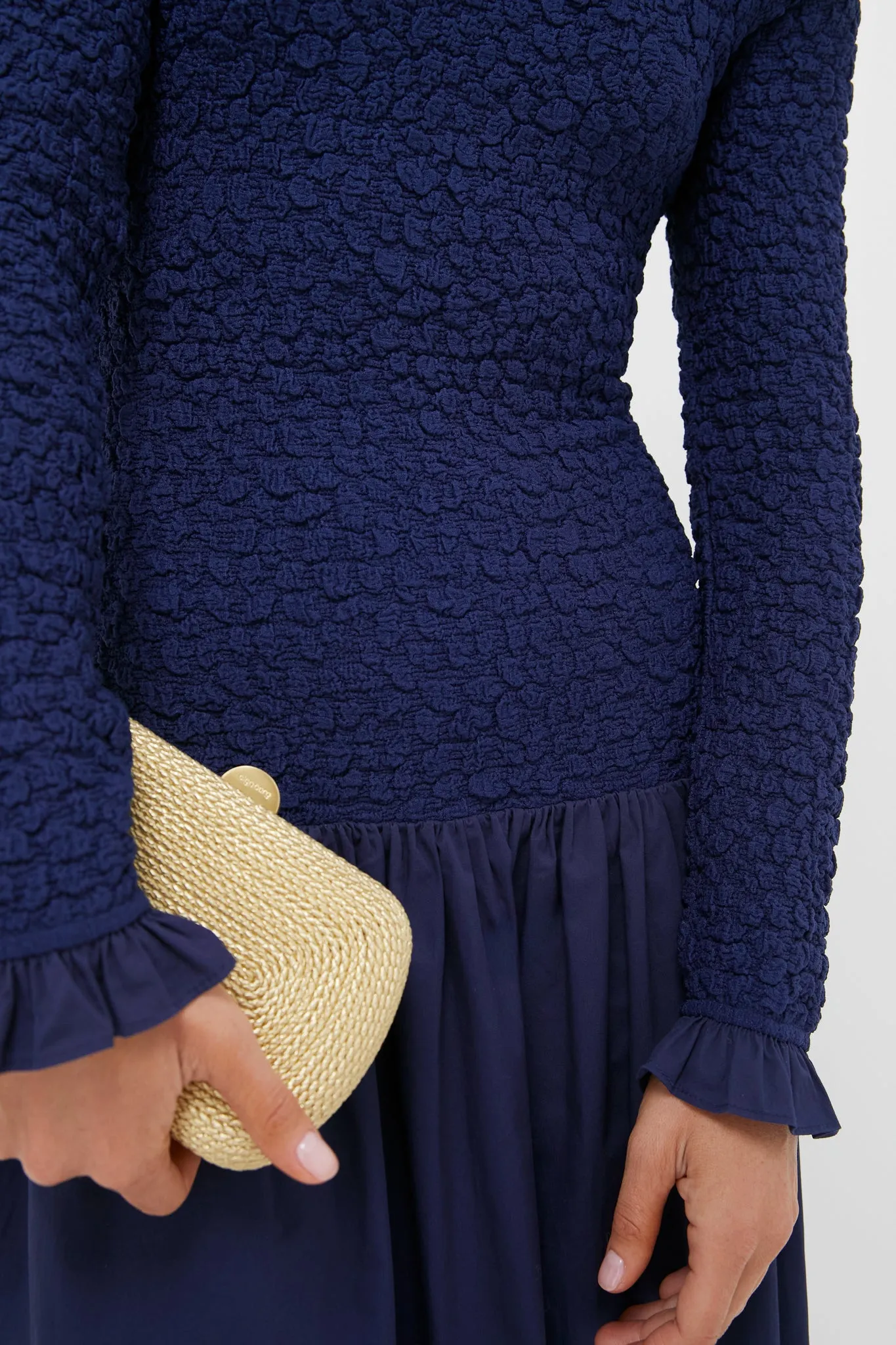 Navy Mixed Media Angola Maxi Dress sold by Tuckernuck product image thumbnail 5