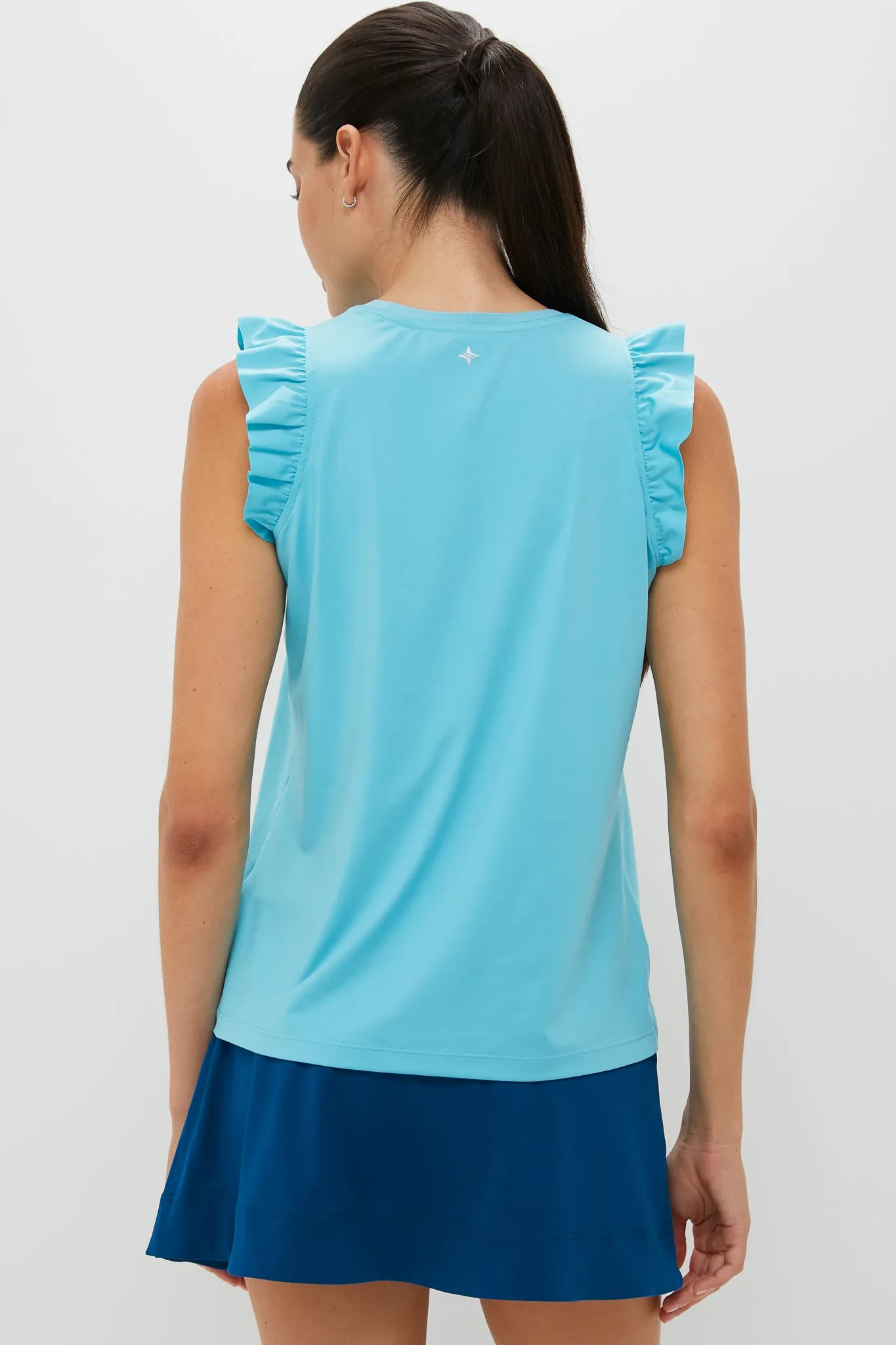 Bright Blue Ruffle Performance Jersey Lea Tank sold by Tuckernuck product image thumbnail 4