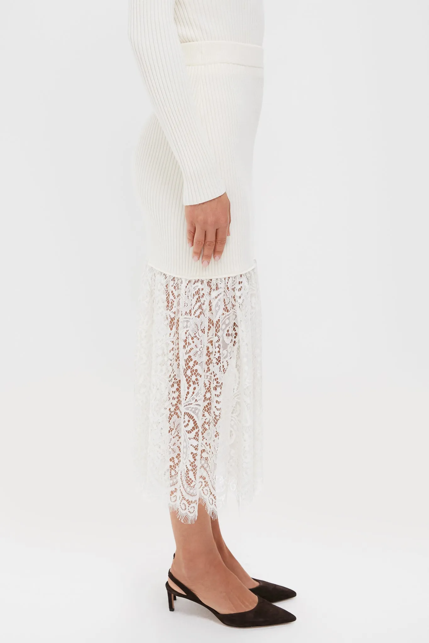 Cream Knit Kori Lace Midi Skirt sold by Tuckernuck product image thumbnail 3