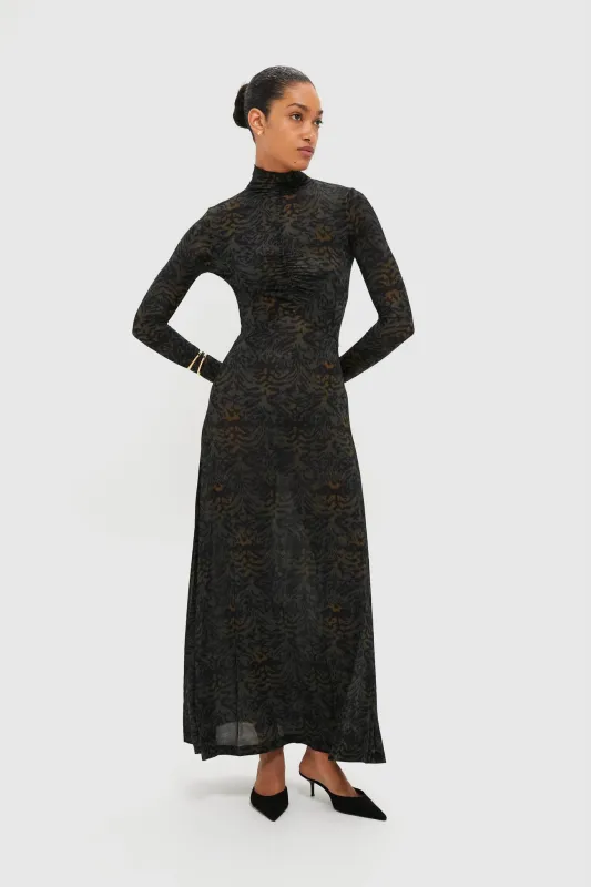 Desert Jasper Koa Jersey Ruched Front Turtleneck Dress sold by Tuckernuck