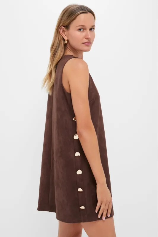 Chocolate Faux Suede Button Bitsy Dress sold by Tuckernuck