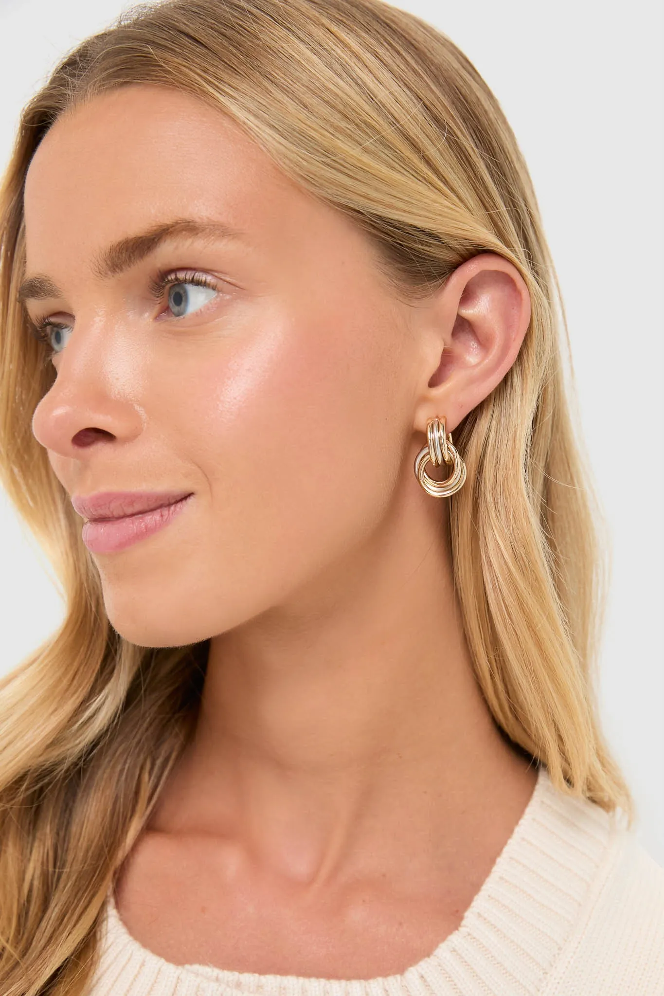 Shiny Gold and Semi Dark Silver Lush Link Earrings sold by Tuckernuck product image thumbnail 2
