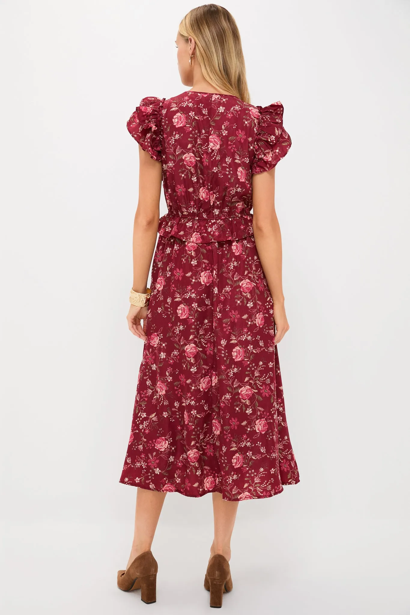 Oxblood Multi Floral Midi Dress sold by Tuckernuck product image thumbnail 4