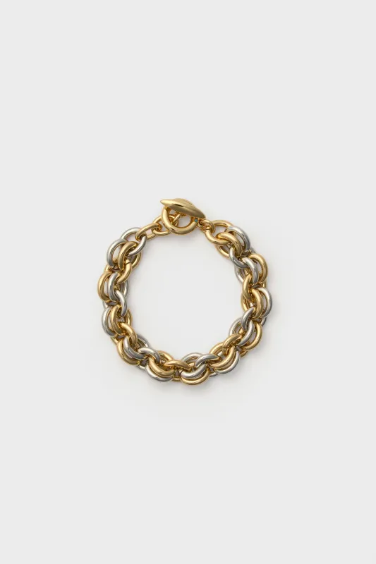 Shiny Gold and Dark Silver Lush Link Bracelet made by Roxanne Assoulin