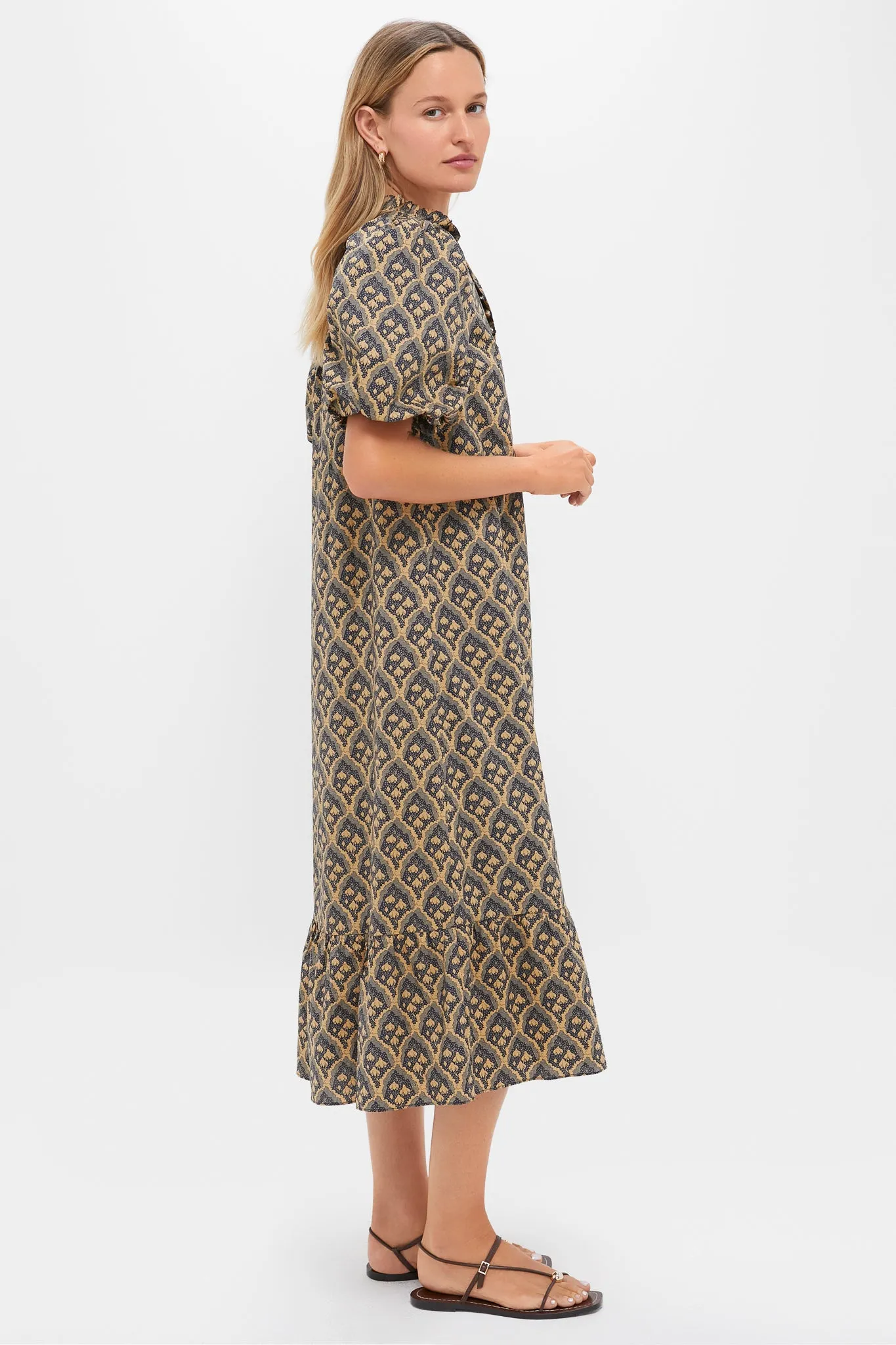 Navy & Tan Floral Mimi Midi Dress sold by Tuckernuck product image thumbnail 4