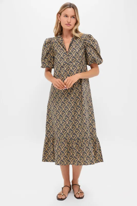 Navy & Tan Floral Mimi Midi Dress sold by Tuckernuck