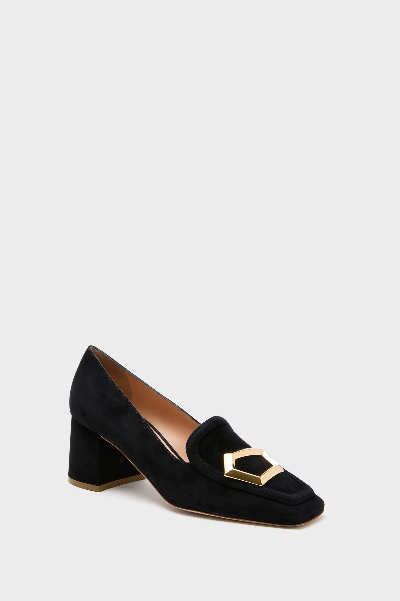 Midnight Suede with Gold Cubic Pebble Nola Heels sold by Tuckernuck product image thumbnail 3
