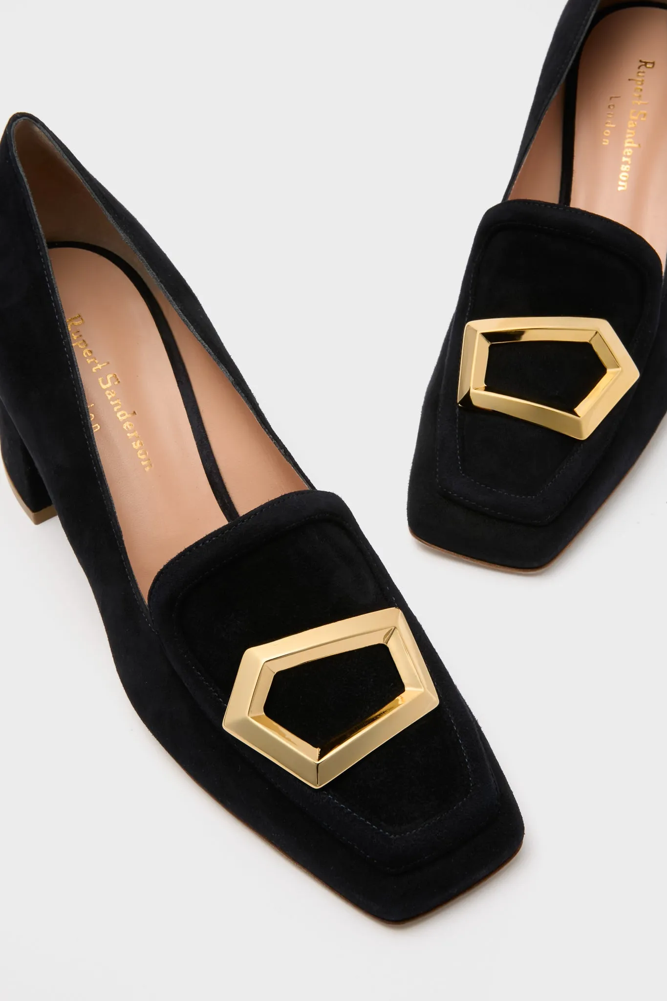 Midnight Suede with Gold Cubic Pebble Nola Heels sold by Tuckernuck product image thumbnail 2