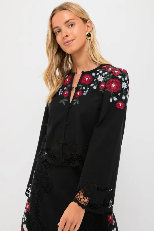 Black Rosaline Embroidery Long Sleeve Button Up Top sold by Tuckernuck