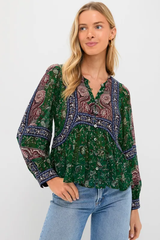 Green Melba Print Long Sleeve Top sold by Tuckernuck