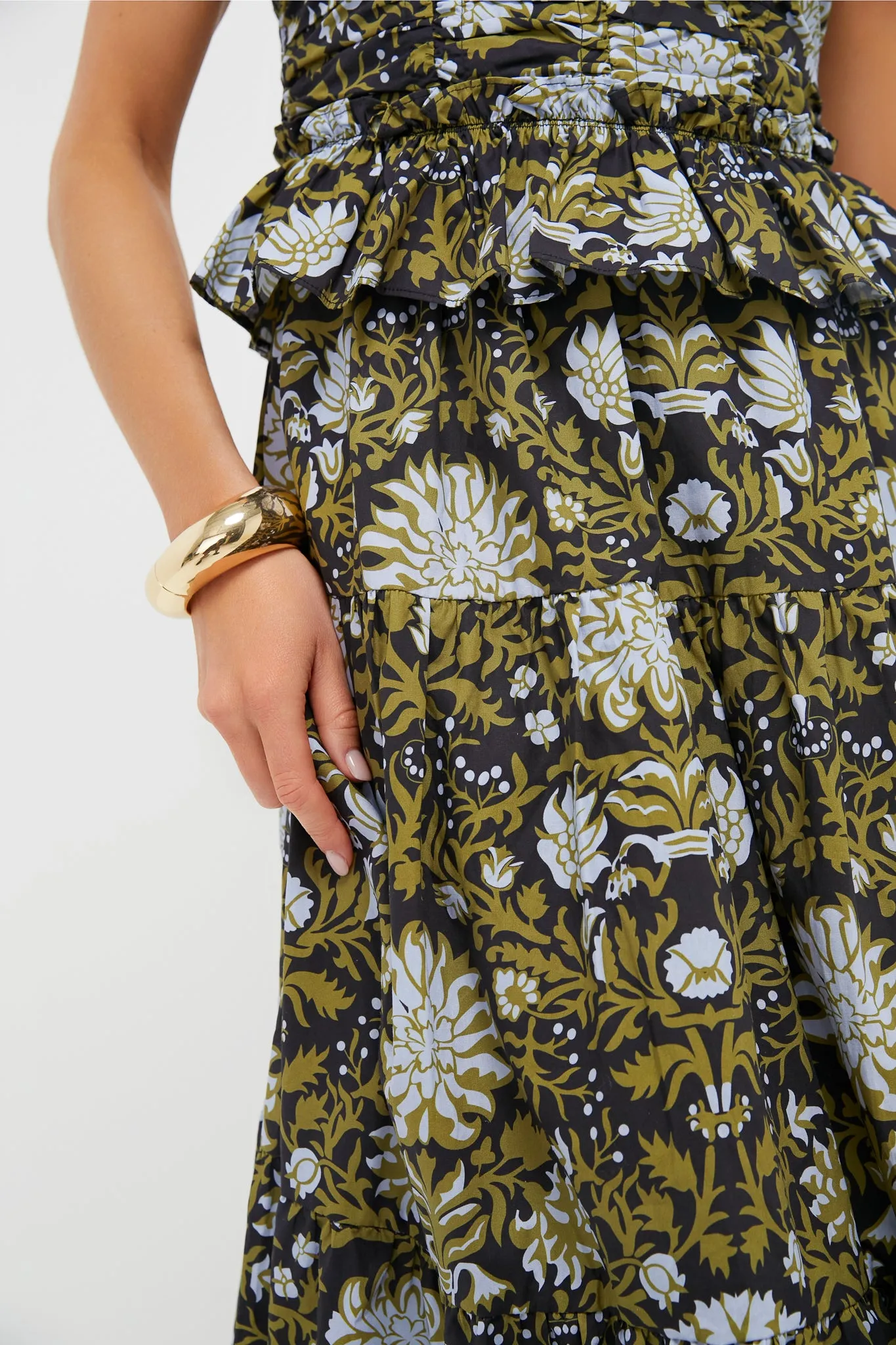 Black Floral Peplum Myles Midi Dress sold by Tuckernuck product image thumbnail 5