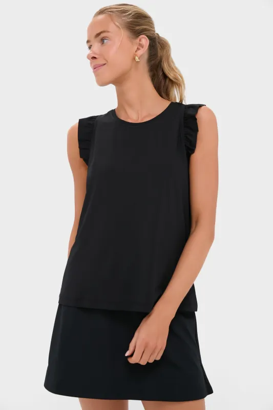 Black Ruffle Performance Jersey Lea Tank sold by Tuckernuck