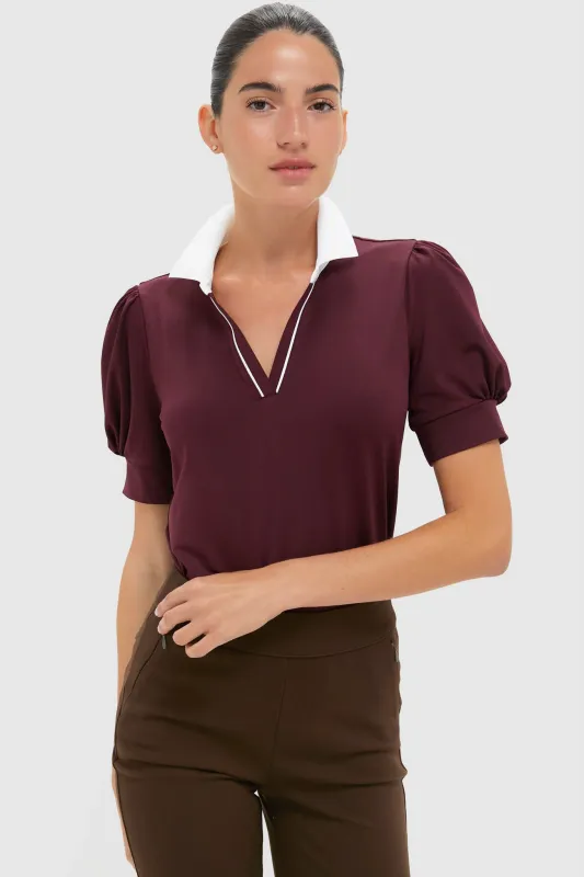 Winetasting Puff Sleeve Performance Jersey Caroline Polo sold by Tuckernuck