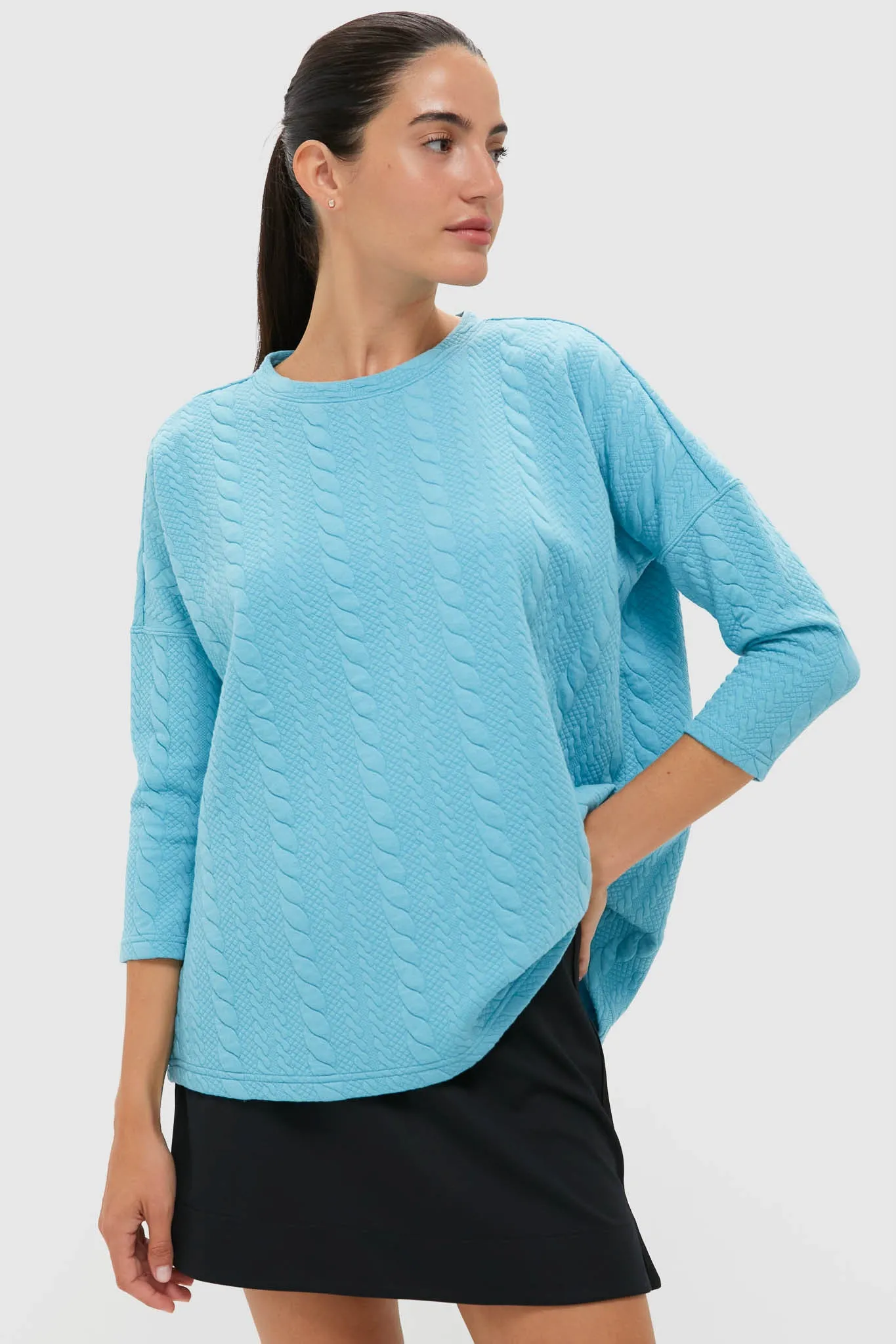 Bright Blue Cable Ally Swing Sweatshirt sold by Tuckernuck