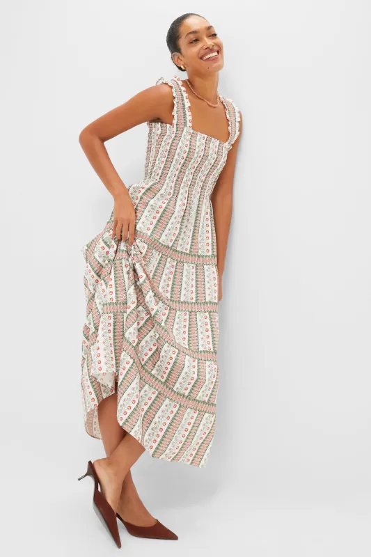 Olive and Paprika Cosmos Floral Stripe Kimmy Maxi Nap Dress sold by Tuckernuck