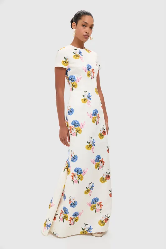 Retro Bouquet on White Fosette Gown made by Tuckernuck