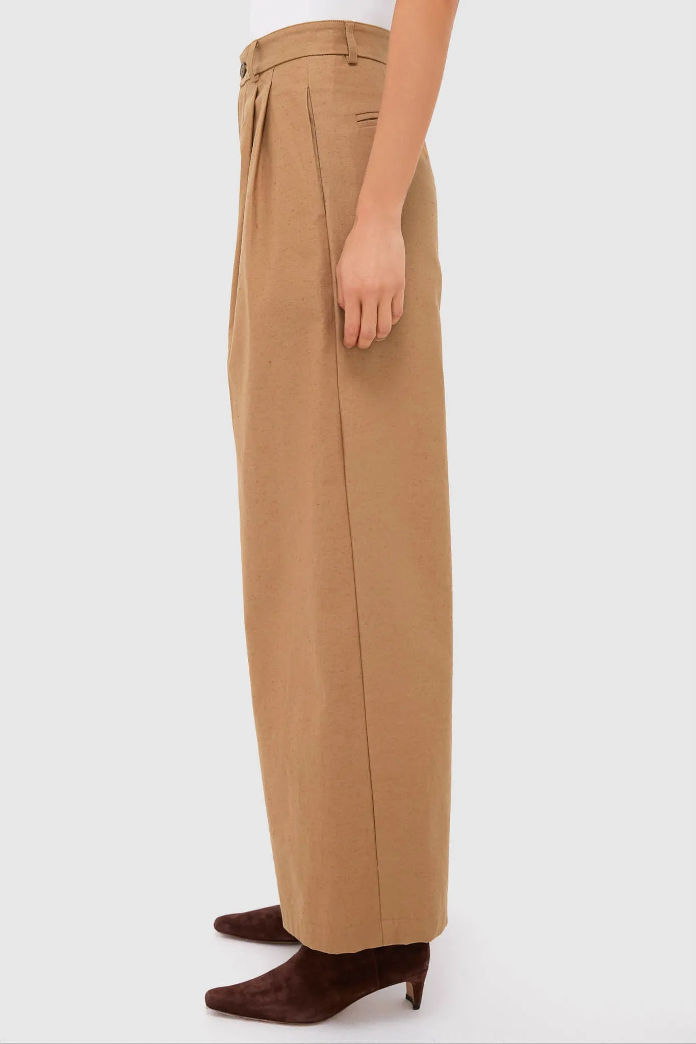 Umber Slubby Cotton Atelier Pleated Pant 2 sold by Tuckernuck product image thumbnail 3