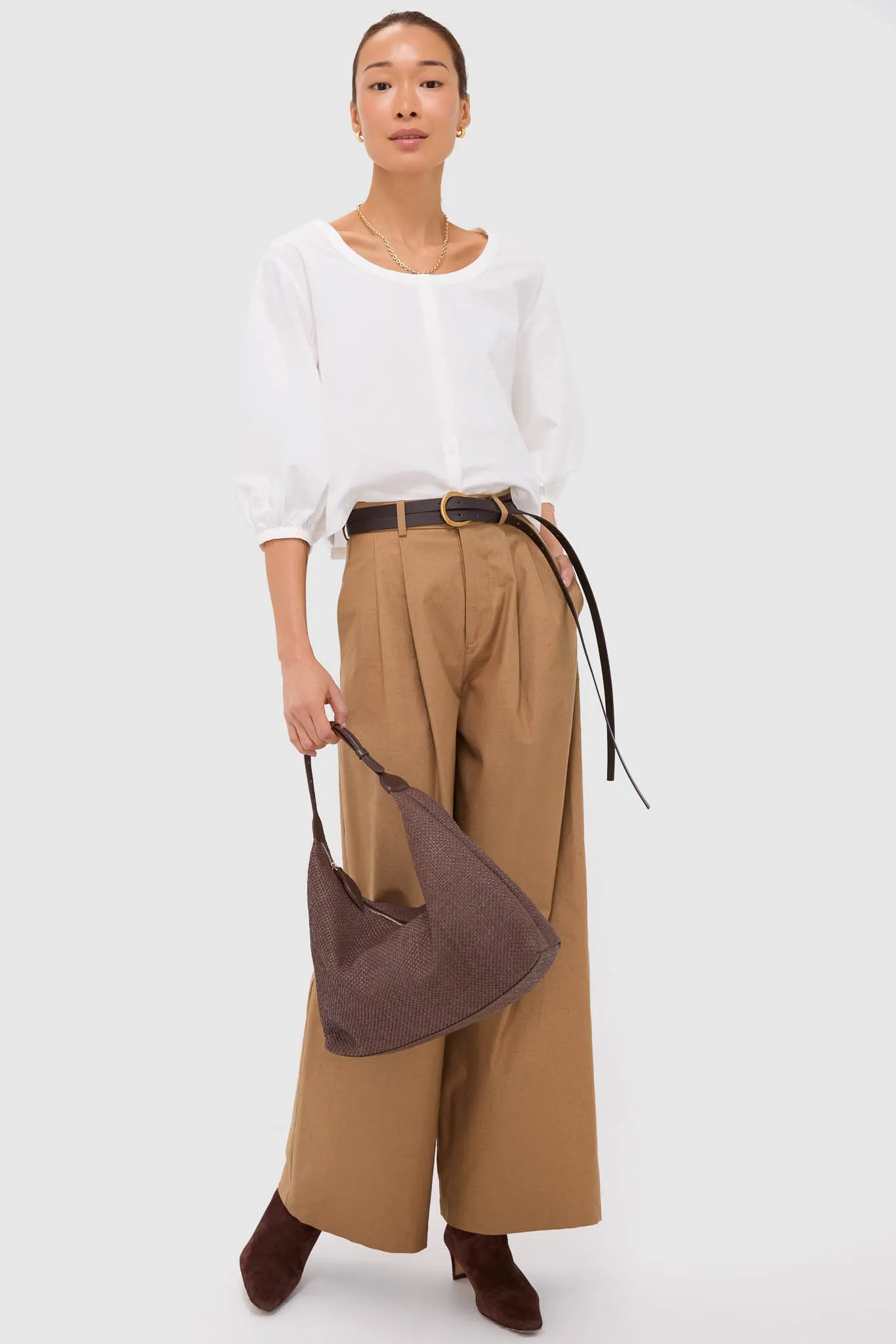 Umber Slubby Cotton Atelier Pleated Pant 2 sold by Tuckernuck product image thumbnail 2