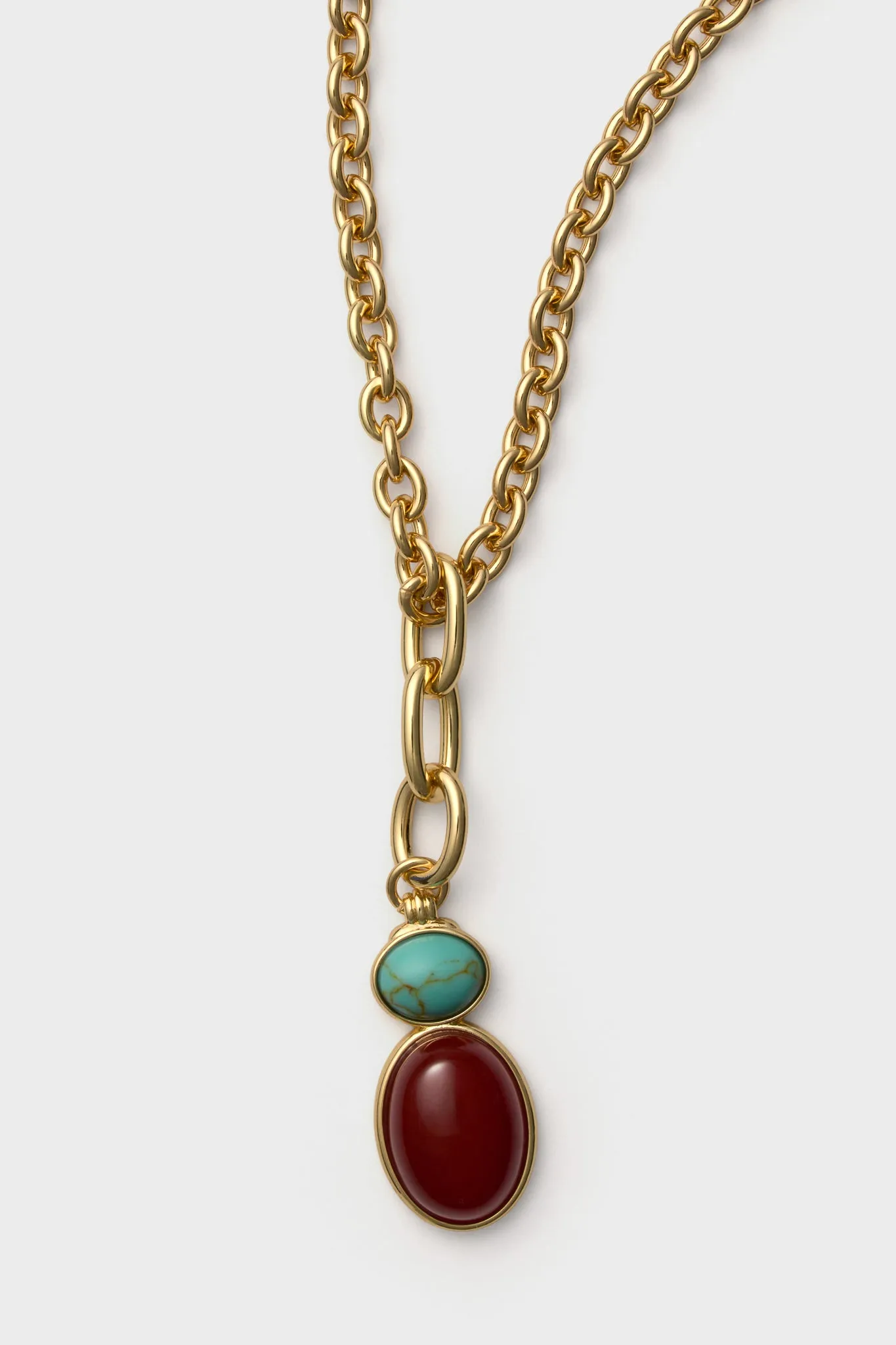 Shiny Gold, Turquoise and Carnelian Semi Precious Stone Necklace sold by Tuckernuck product image thumbnail 3