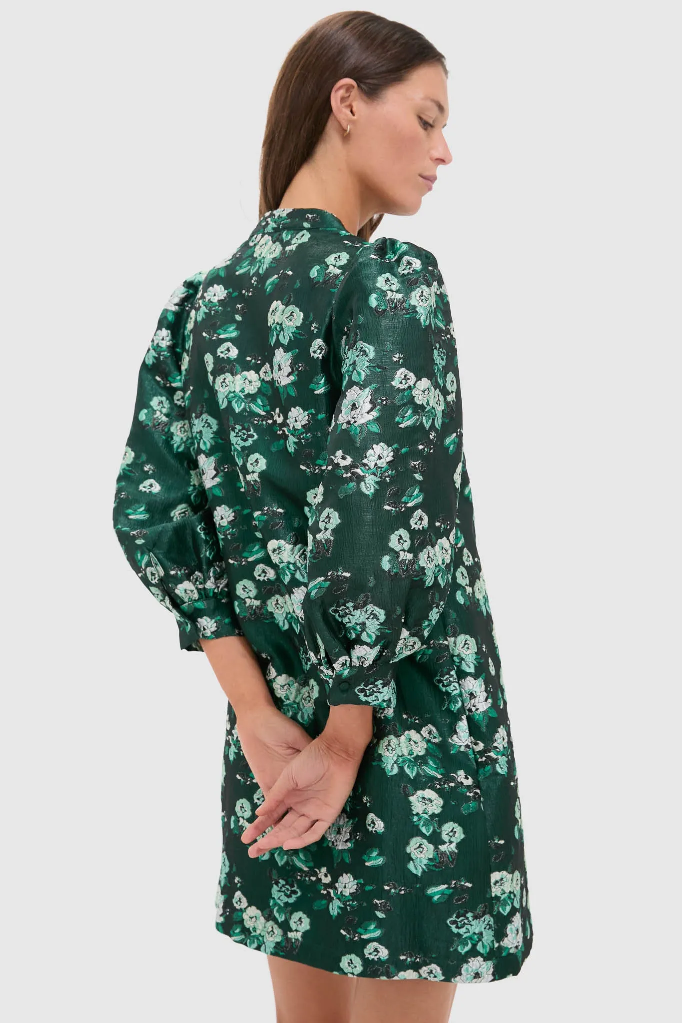 Emerald Magnolia Floral Jacquard Samantha Dress sold by Tuckernuck product image thumbnail 4