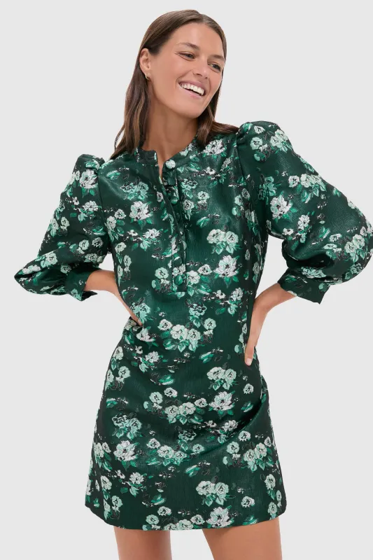 Emerald Magnolia Floral Jacquard Samantha Dress sold by Tuckernuck