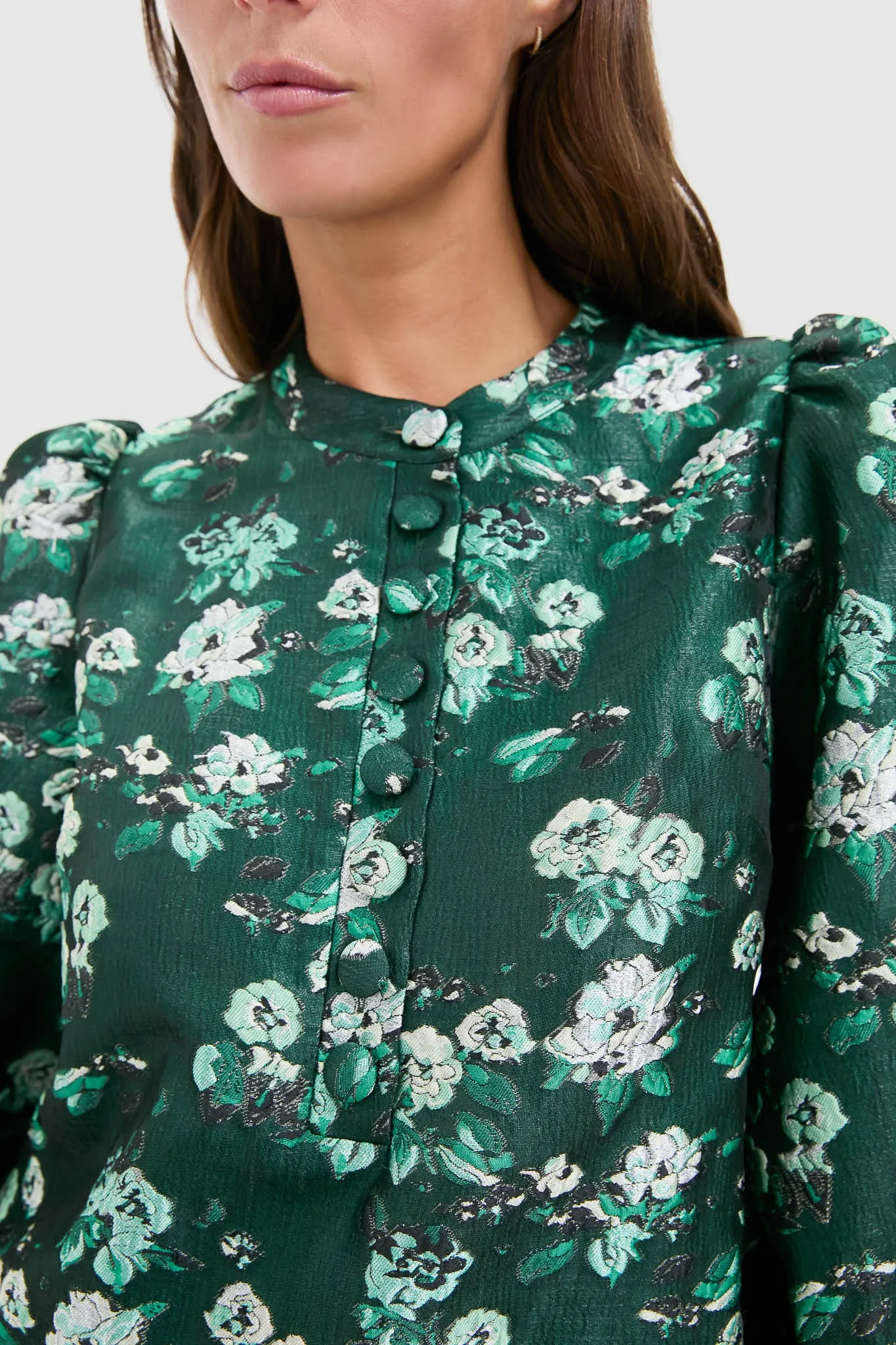 Emerald Magnolia Floral Jacquard Samantha Dress sold by Tuckernuck product image thumbnail 5