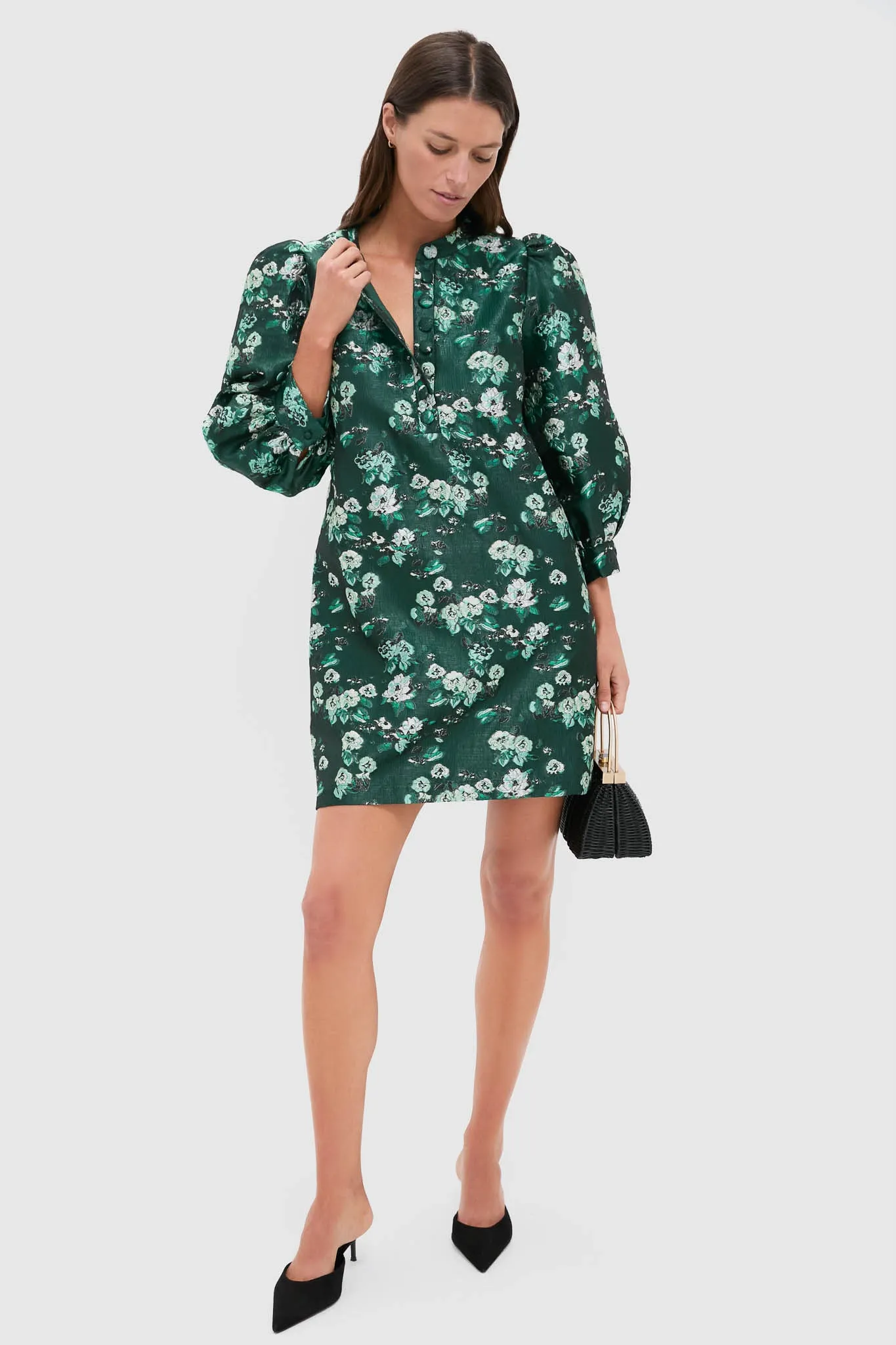 Emerald Magnolia Floral Jacquard Samantha Dress sold by Tuckernuck product image thumbnail 2