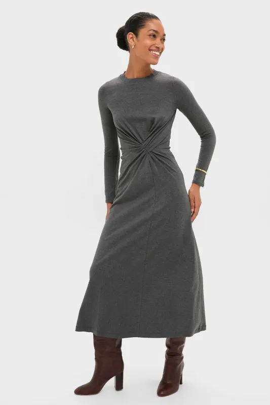 Heathered Charcoal Long Sleeve Volta Dress sold by Tuckernuck