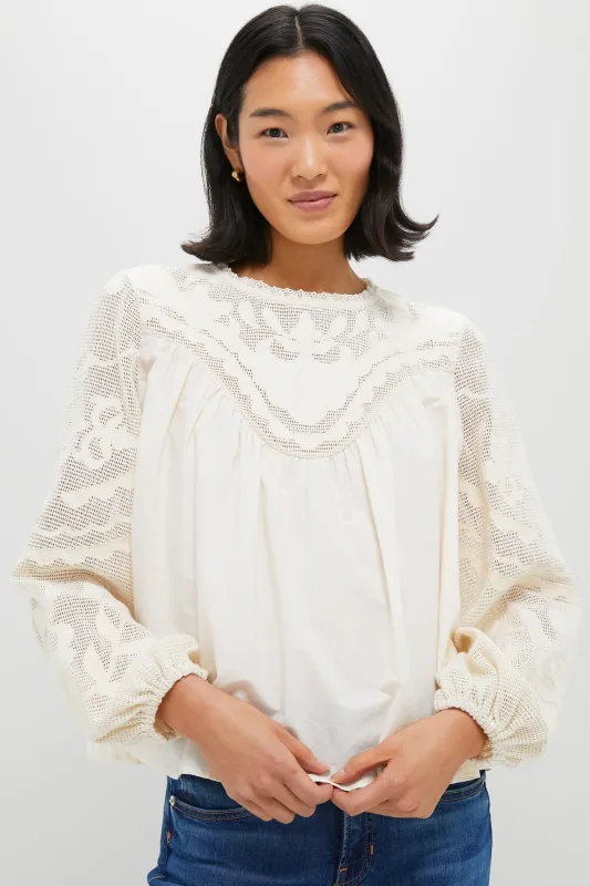 Ivory Patchwork Embroidered Cressida Blouse sold by Tuckernuck