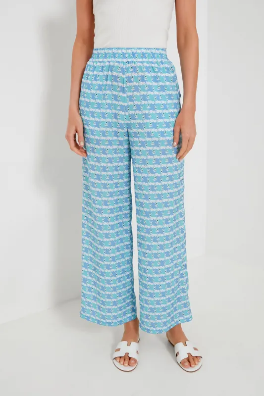 Blue Geometric Print Silky Paloma Pants sold by Tuckernuck