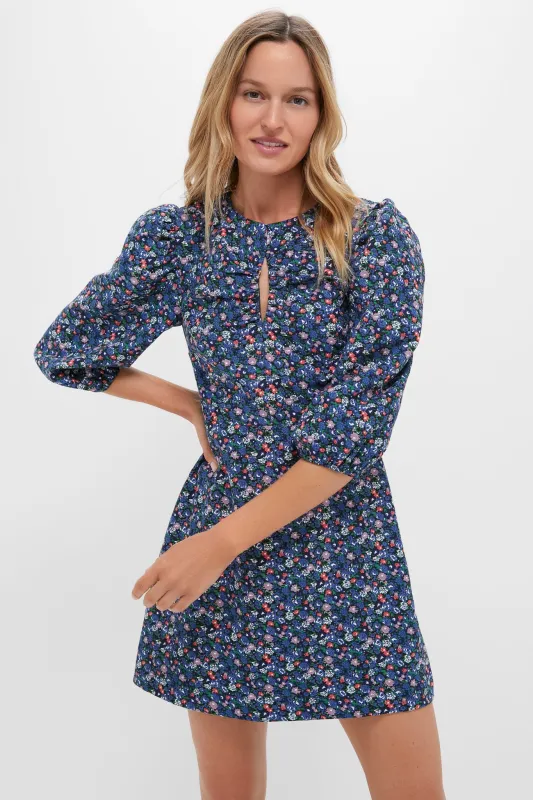 Black & Navy Corduroy Floral Keyhole Moore Mini Dress sold by Tuckernuck
