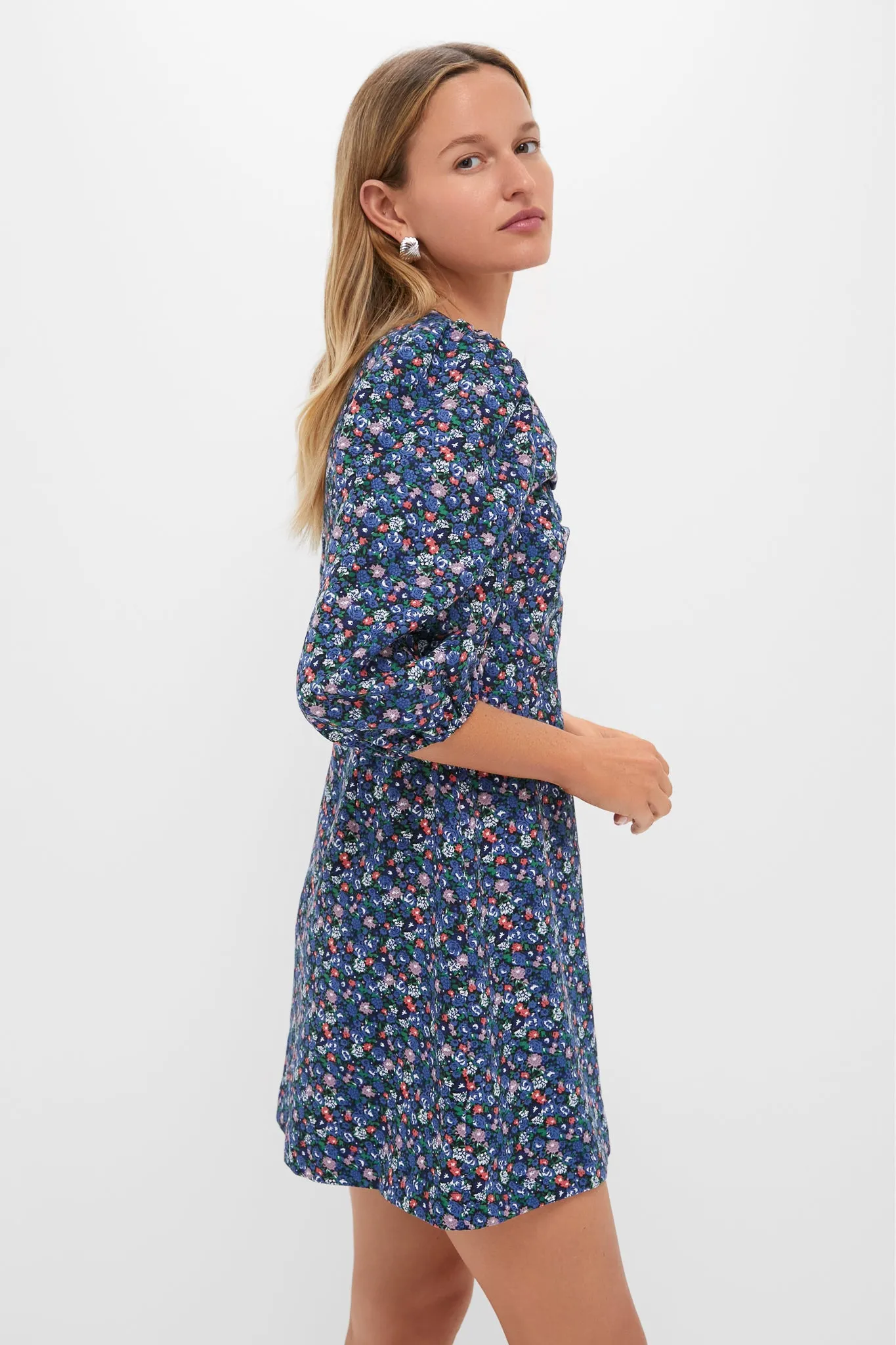 Black & Navy Corduroy Floral Keyhole Moore Mini Dress sold by Tuckernuck product image thumbnail 3