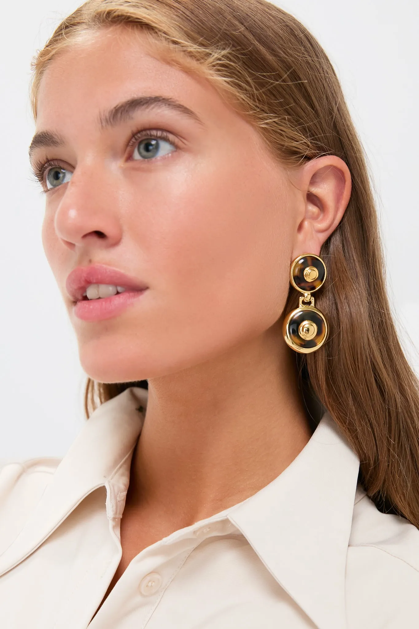 Tortoise 24K Gold Electroplated Circle Drop Earrings sold by Tuckernuck product image thumbnail 2