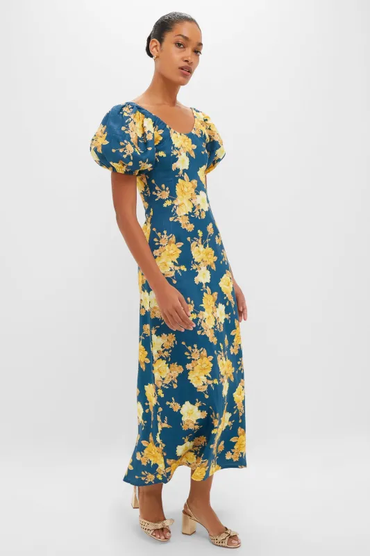 Nora Floral Navy Leiria Midi Dress sold by Tuckernuck