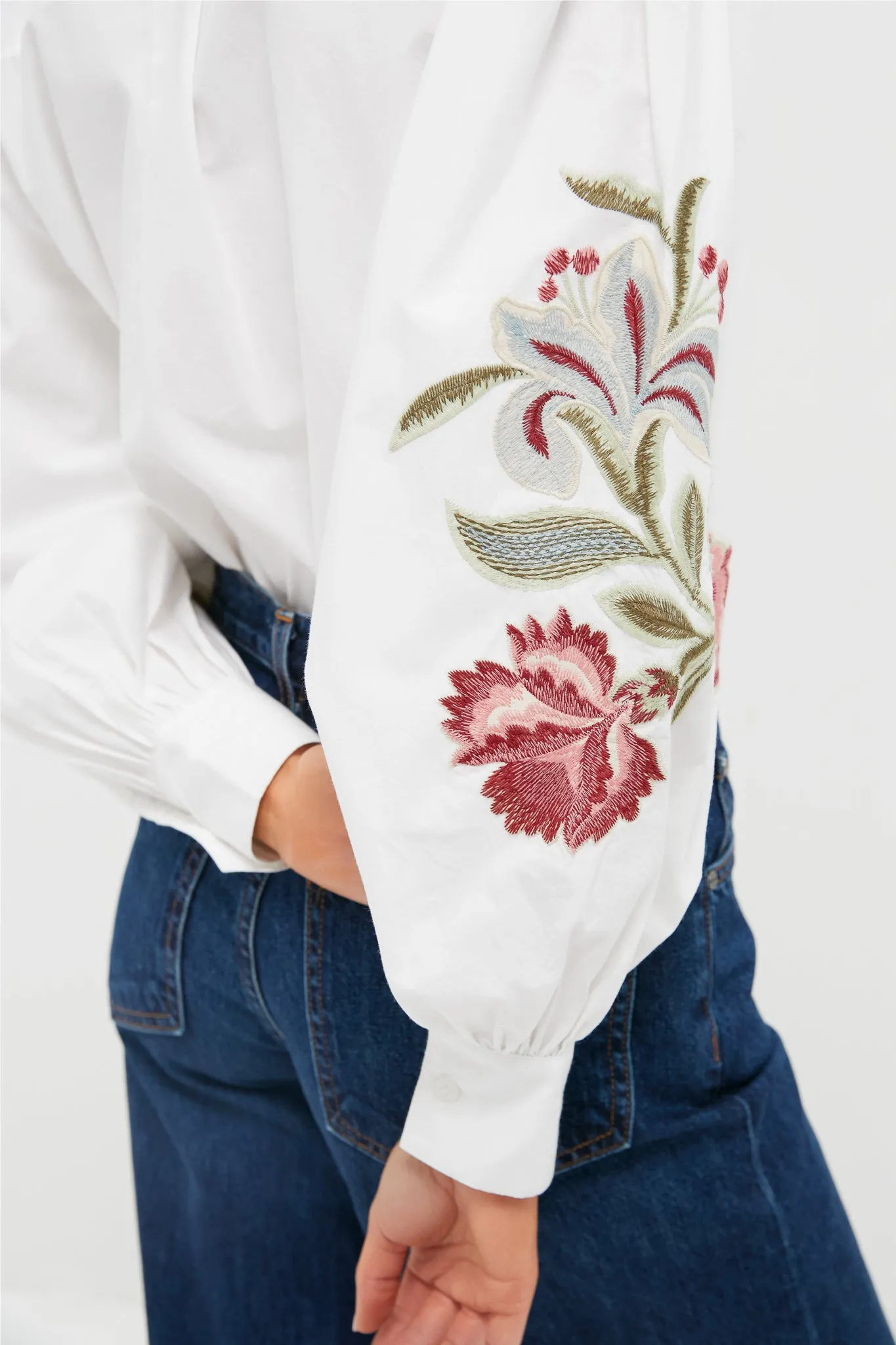 White Floral Embroidered Carolina Button Down sold by Tuckernuck product image thumbnail 2