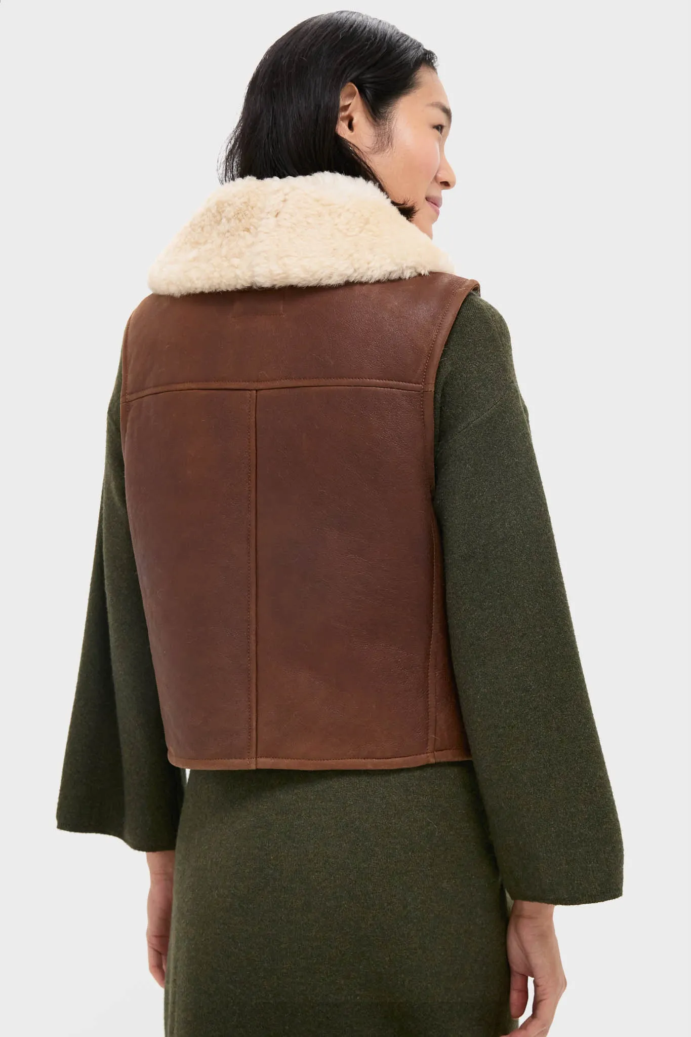 Pale Russet and Spring Beige Merino Shearling Leather Skin Vest sold by Tuckernuck product image thumbnail 4