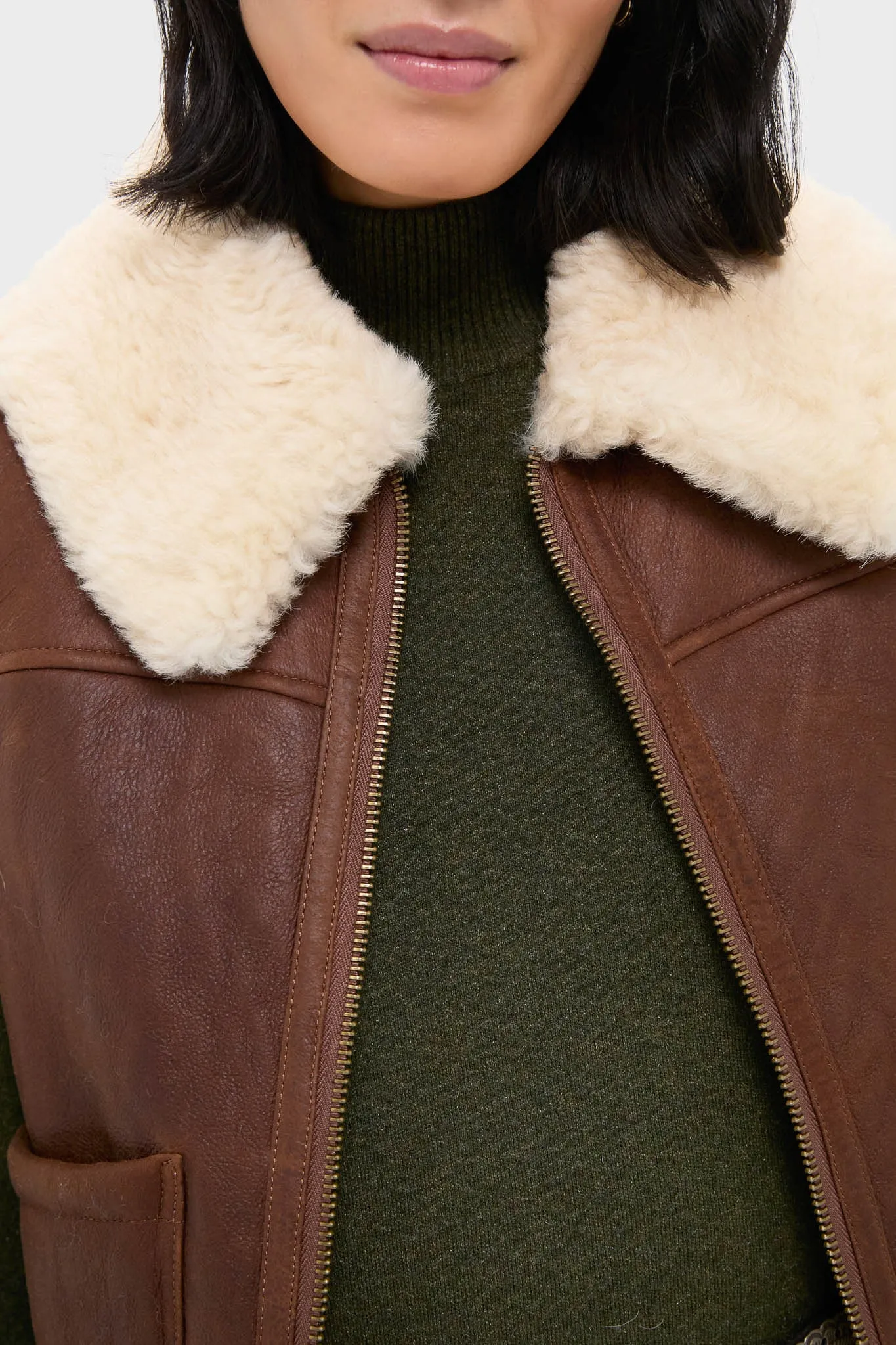 Pale Russet and Spring Beige Merino Shearling Leather Skin Vest sold by Tuckernuck product image thumbnail 5