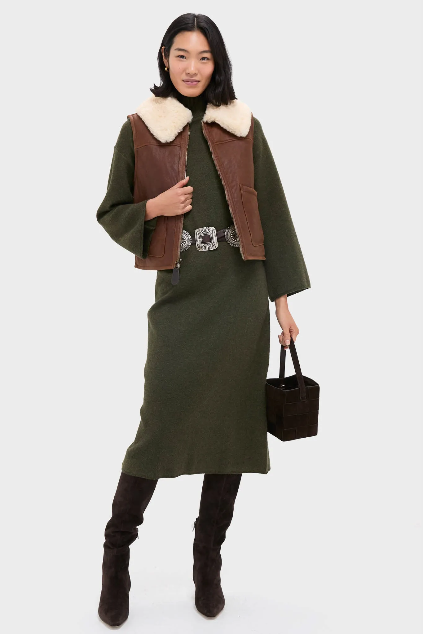 Pale Russet and Spring Beige Merino Shearling Leather Skin Vest sold by Tuckernuck product image thumbnail 2