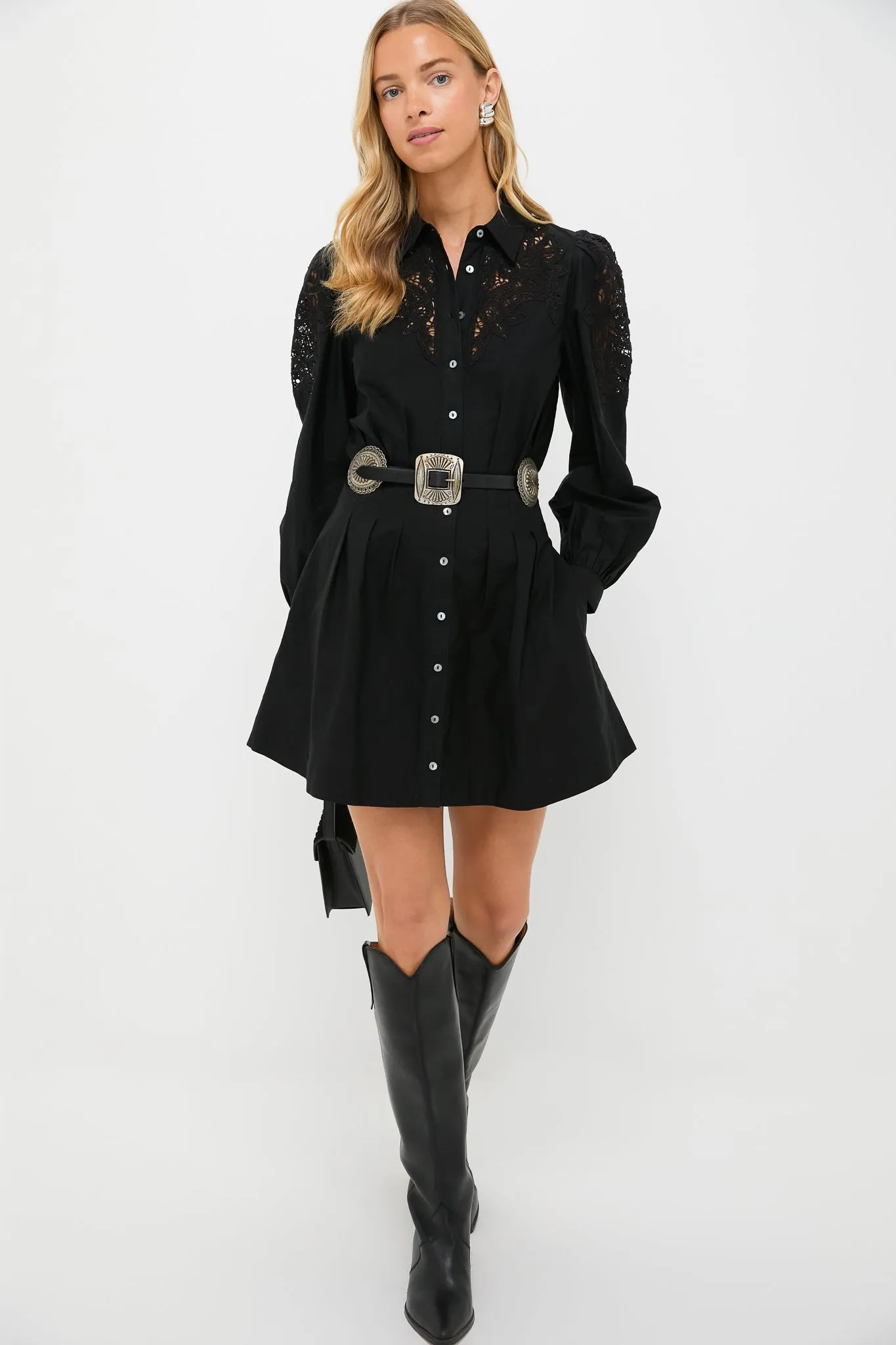 Black Marta Long Sleeve Mini Dress sold by Tuckernuck product image thumbnail 2