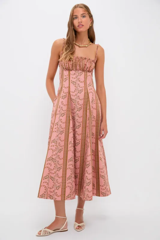 Rust Dandelion Floral Stripe Maisie Dress made by Hill House Home