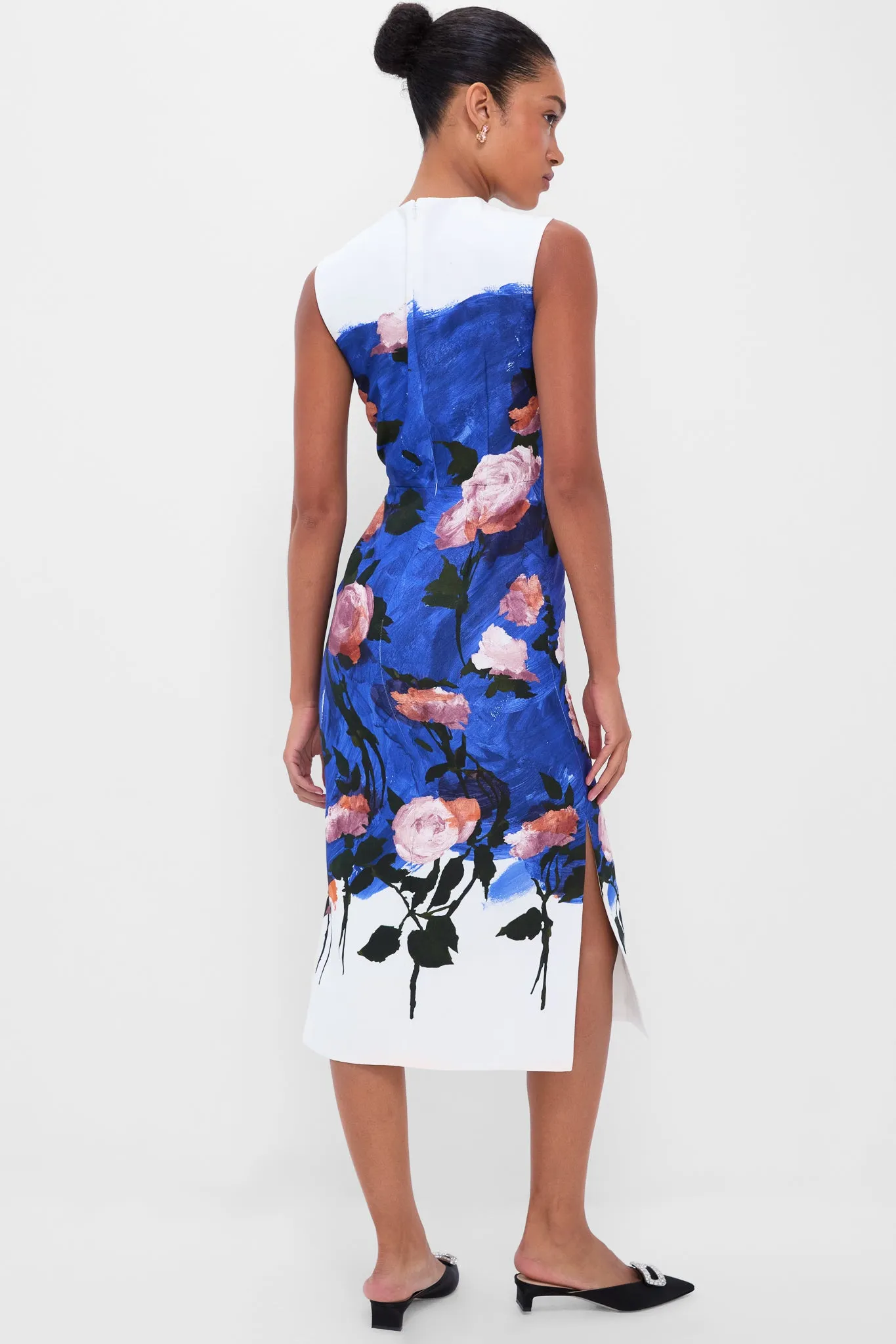 Brushstroke Rose Cobalt Blue Sleeveless Pencil Midi Dress sold by Tuckernuck product image thumbnail 4