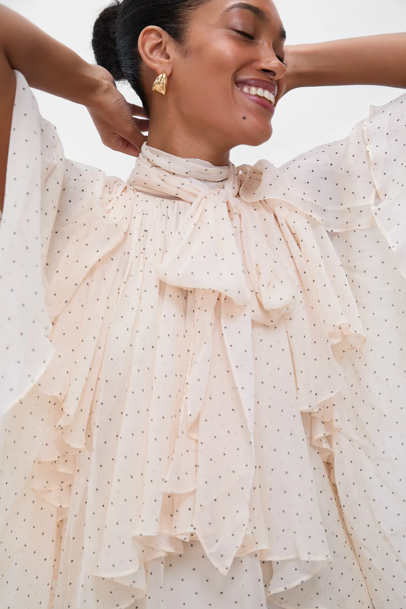 Cream Dot Hypnotic Cascading Blouse sold by Tuckernuck product image thumbnail 5