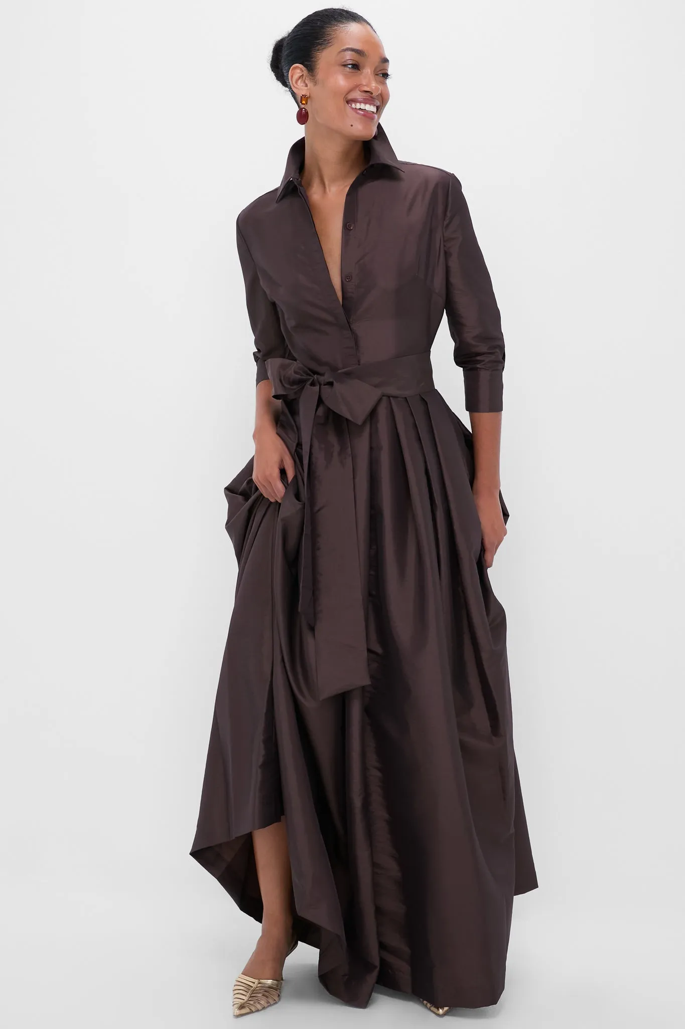 Chocolate Julip Belted Gown sold by Tuckernuck
