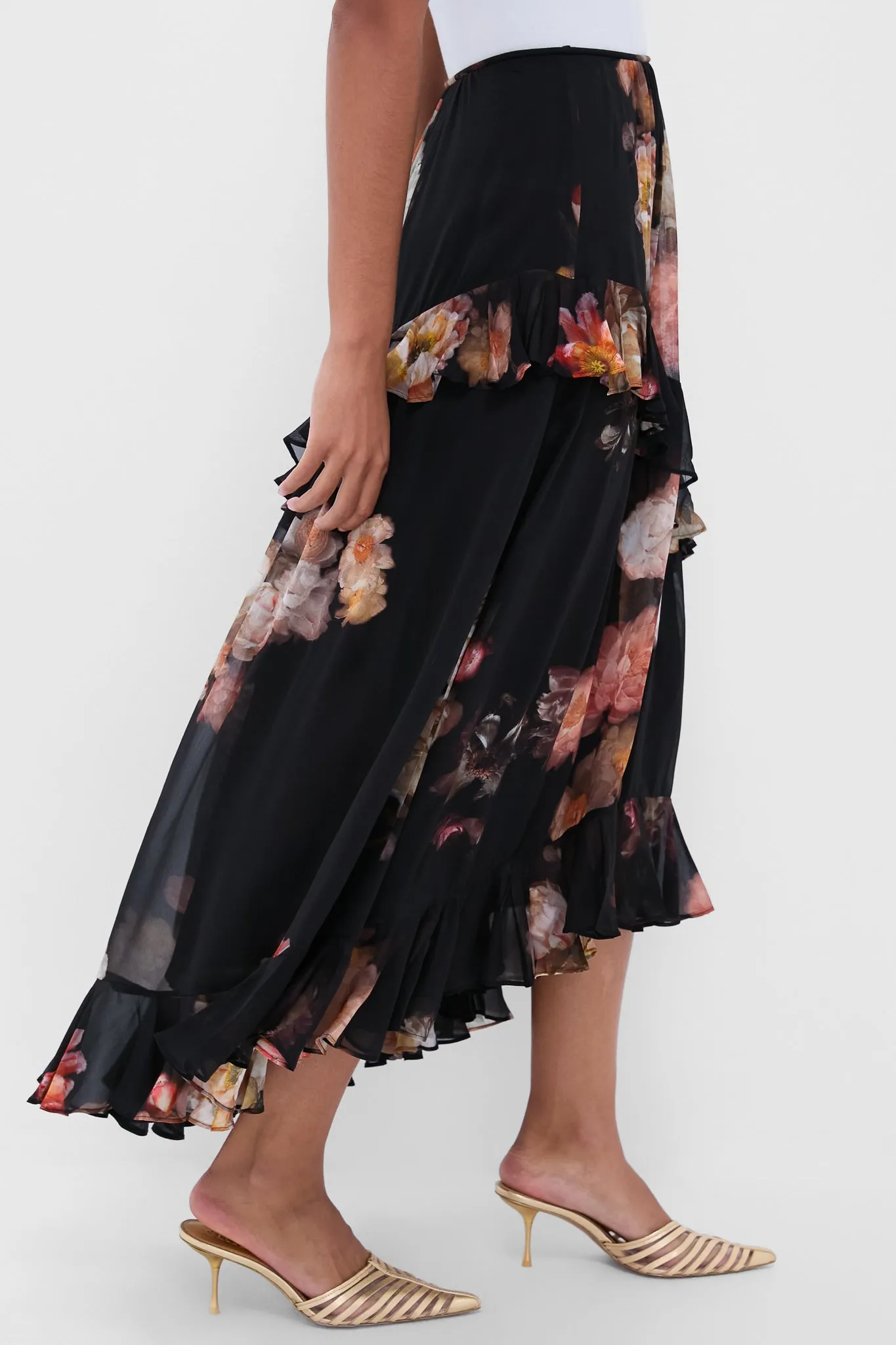 Russet Floral Hypnotic Asymmetric Midi Skirt sold by Tuckernuck product image thumbnail 3