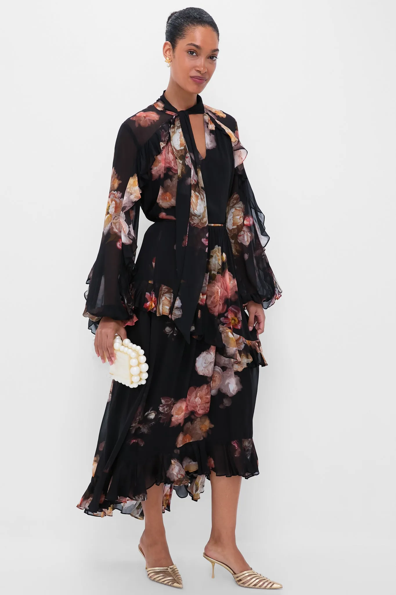 Russet Floral Hypnotic Asymmetric Midi Skirt sold by Tuckernuck product image thumbnail 2