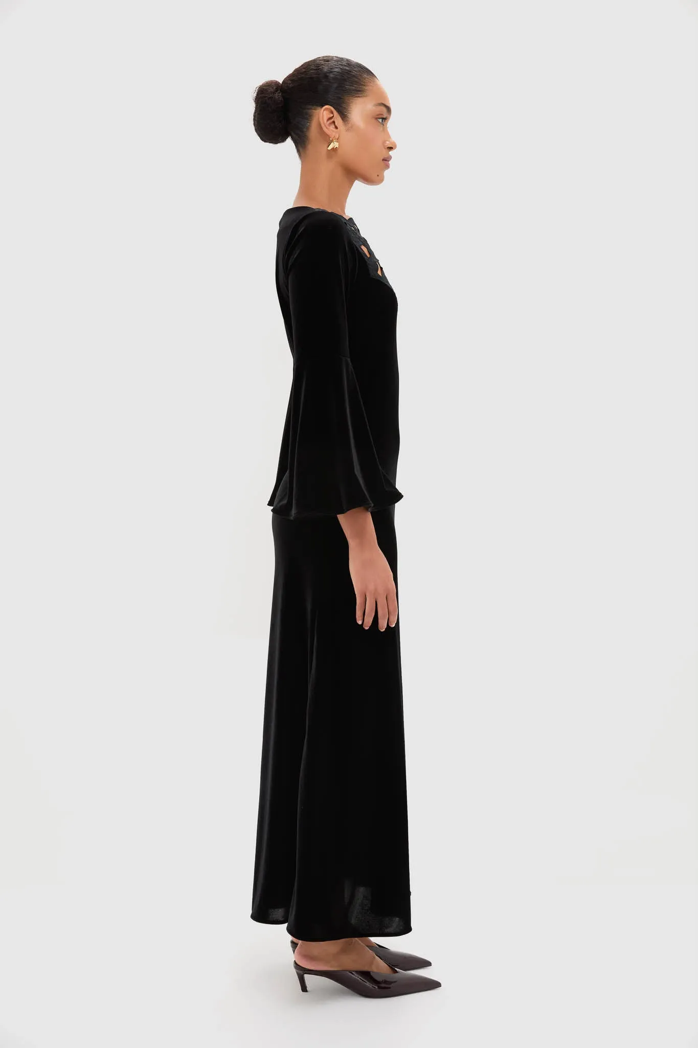 Accademia Black Velvet Bell Sleeve Catherine Maxi Dress sold by Tuckernuck product image thumbnail 4