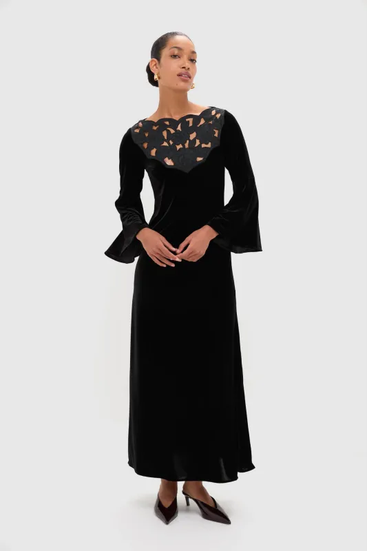 Accademia Black Velvet Bell Sleeve Catherine Maxi Dress made by Tuckernuck