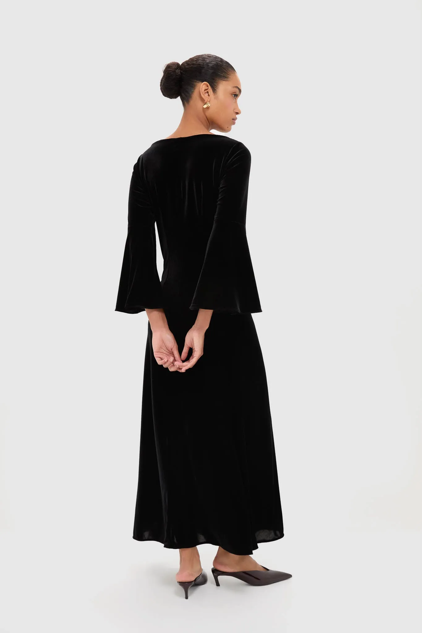 Accademia Black Velvet Bell Sleeve Catherine Maxi Dress sold by Tuckernuck product image thumbnail 5
