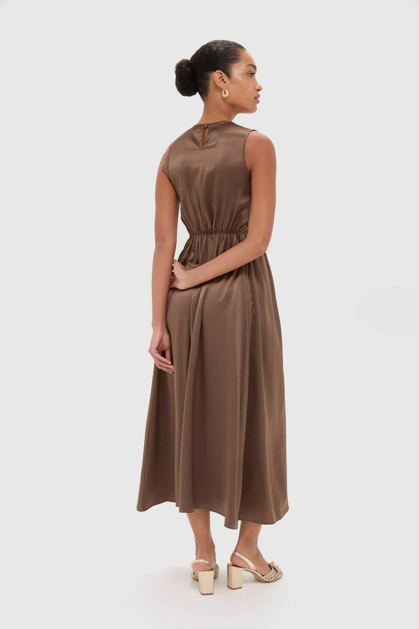 Regio Brown Silk Gioia Midi Dress sold by Tuckernuck product image thumbnail 4
